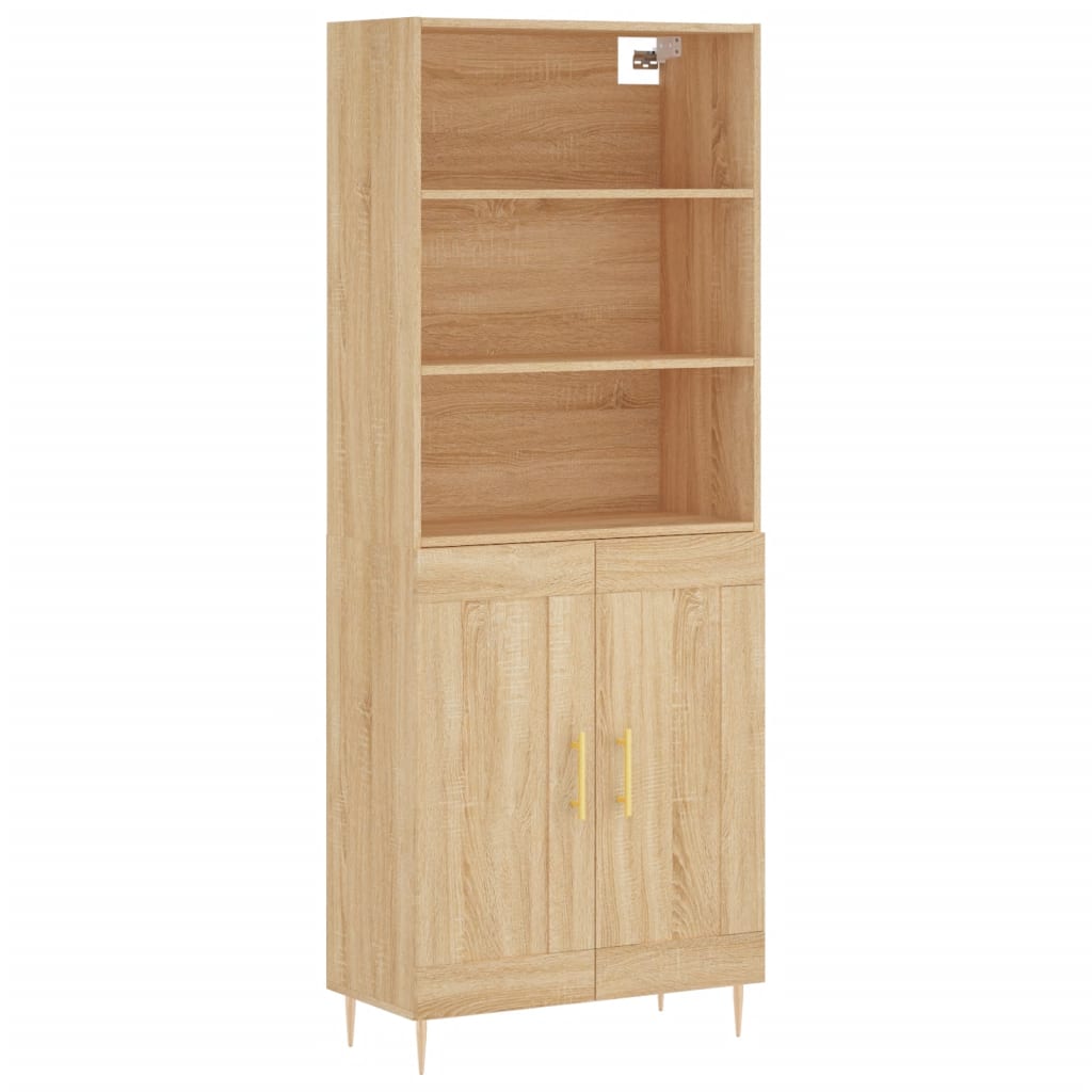 Highboard Hochglanz-Weiß 69,5x34x180 cm Holzwerkstoff