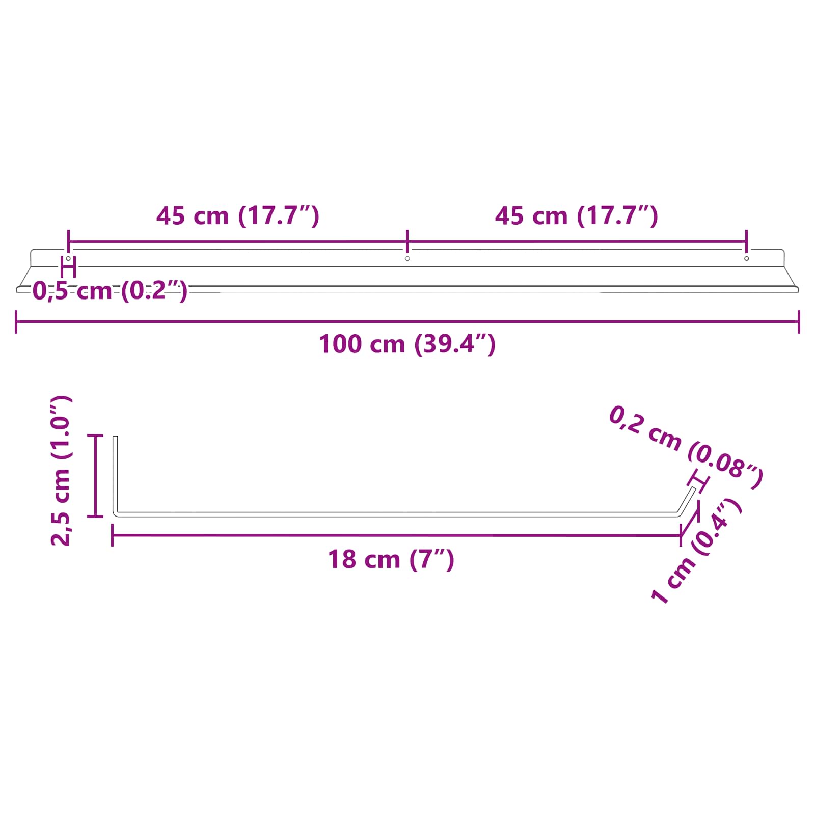 Schwebendes Regal 3 pcs Schwarz 40 x 9 x 2,5 cm Stahl