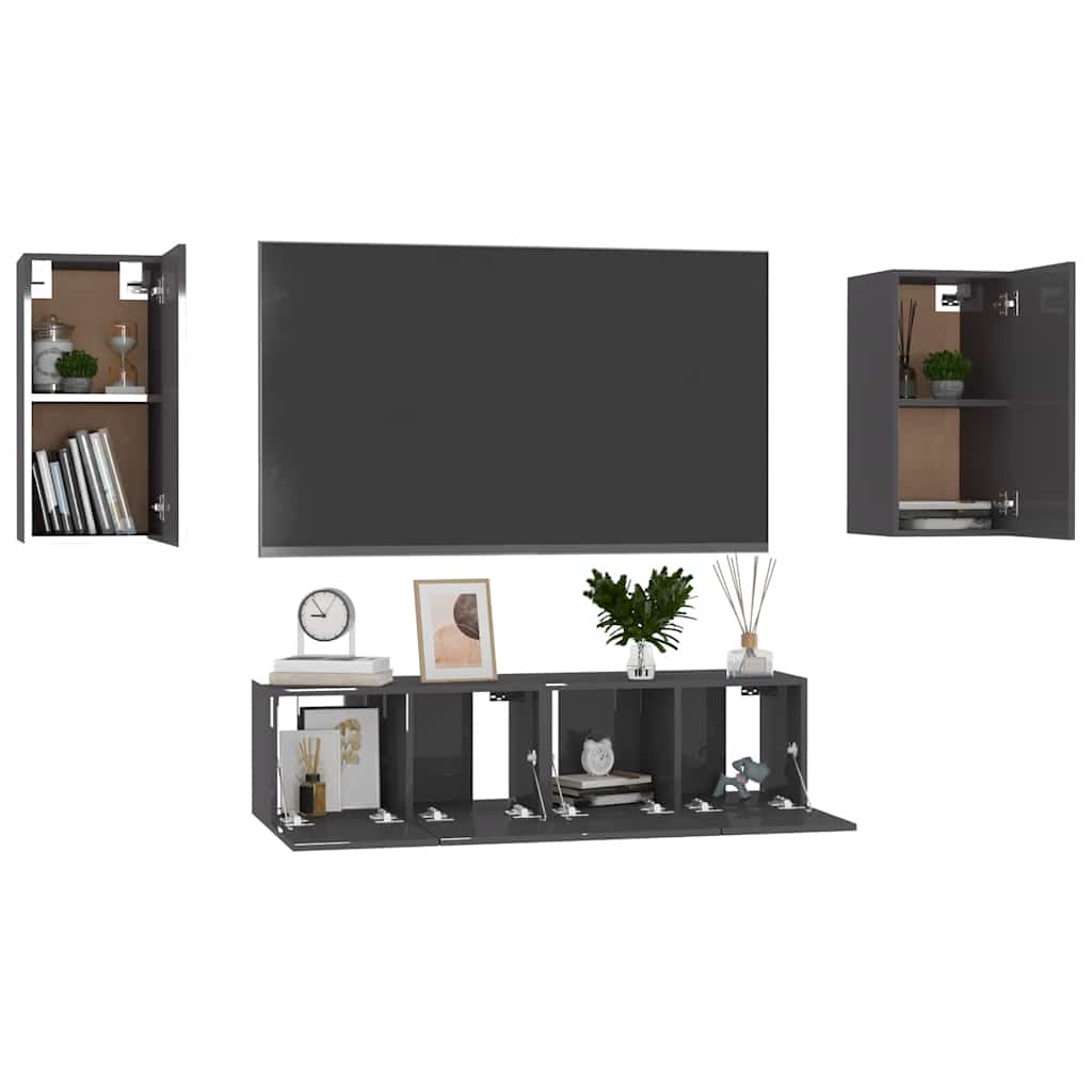4-tlg. TV-Schrank-Set Weiß Holzwerkstoff