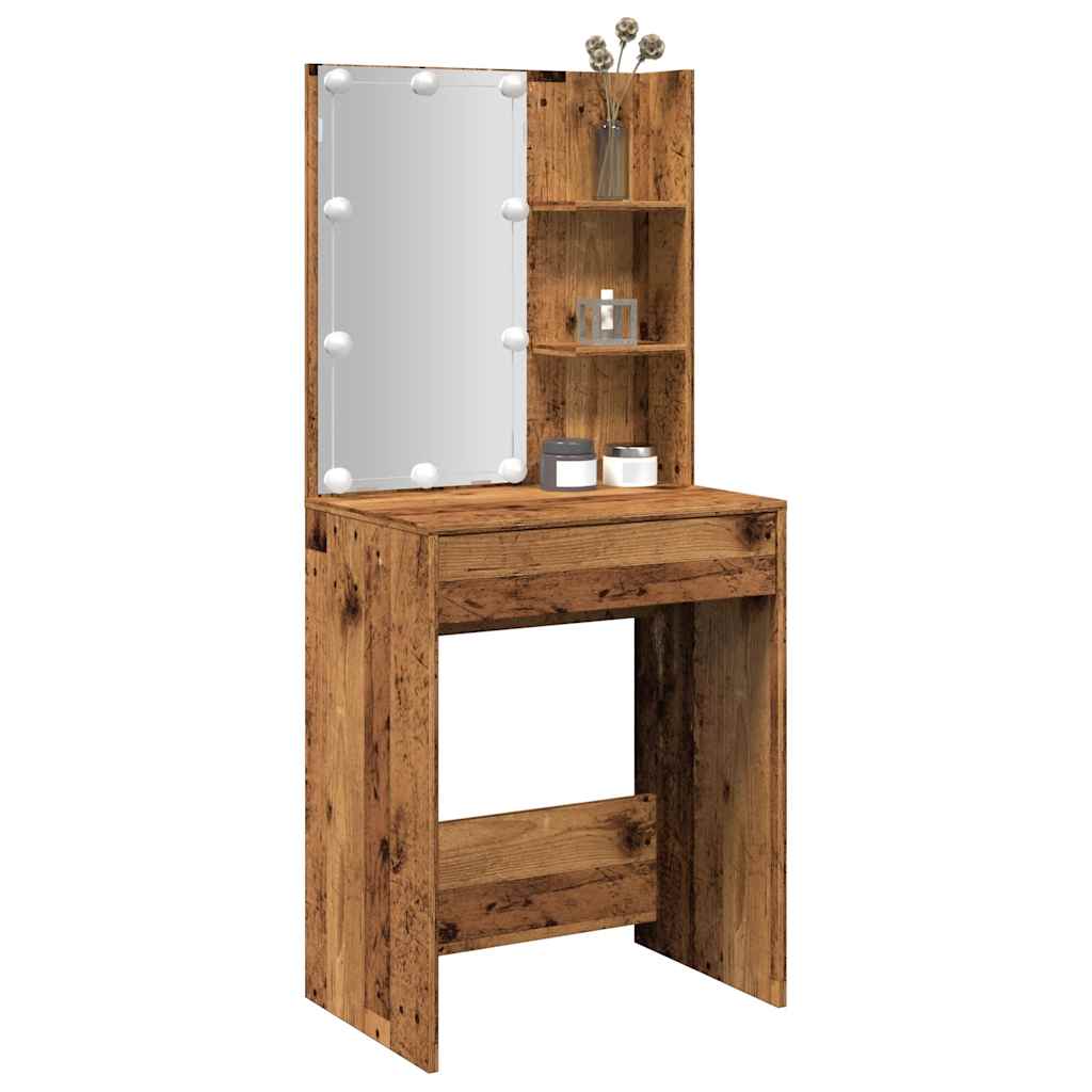 Schminktisch mit LED Weiß 60x40x140 cm