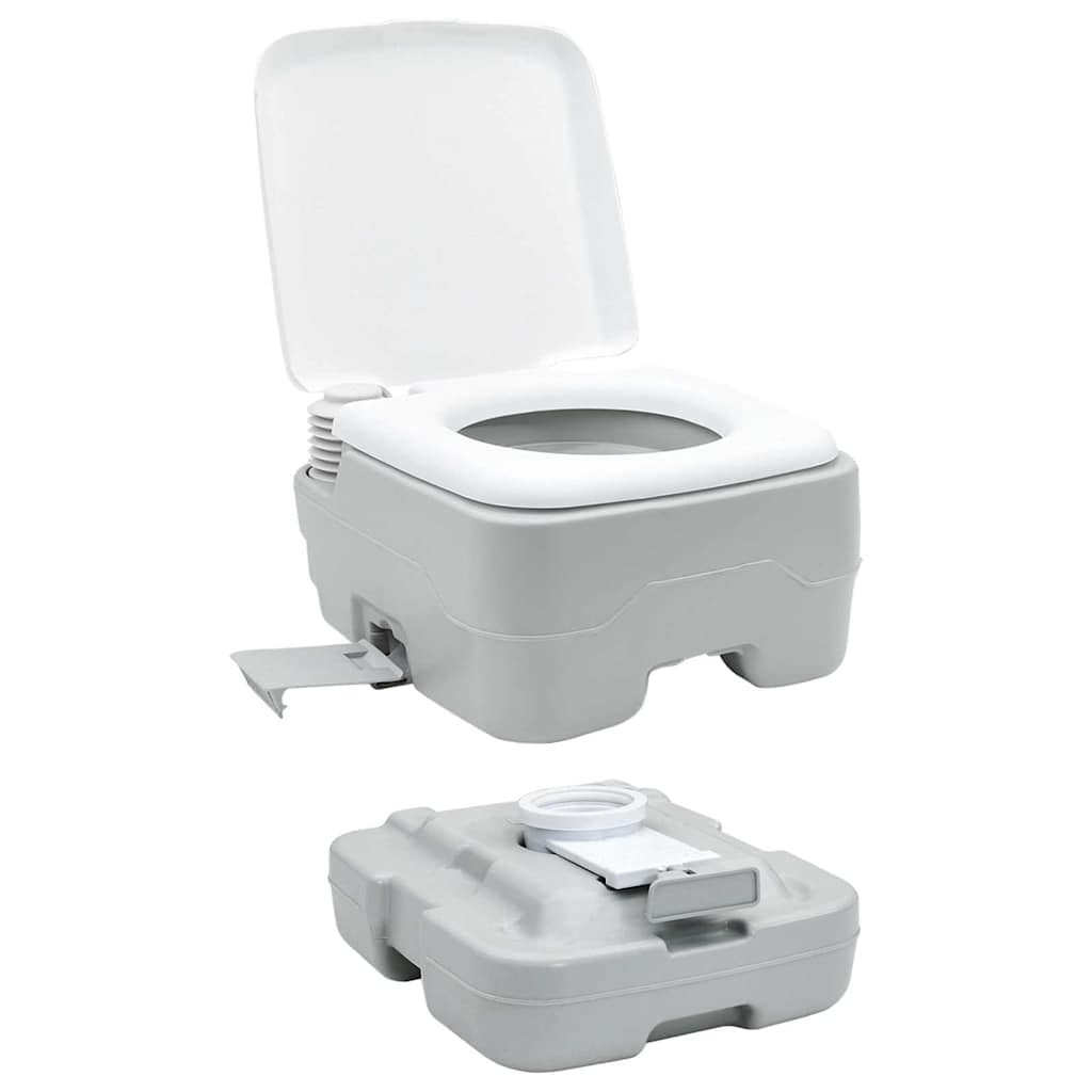 Camping Toiletten-Set 2 pcs Grau und Weiß