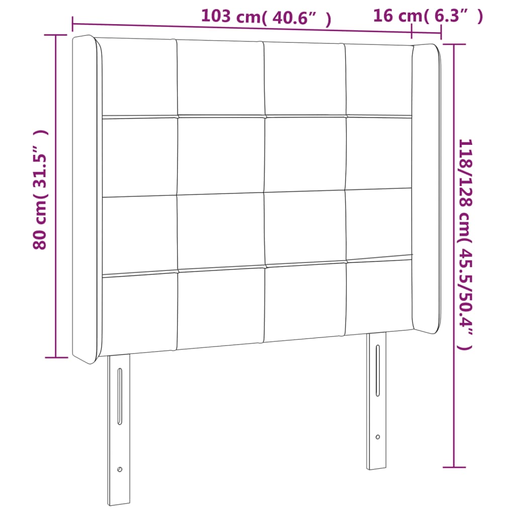 Kopfteil mit Ohren Dunkelblau 93x16x78/88 cm Samt