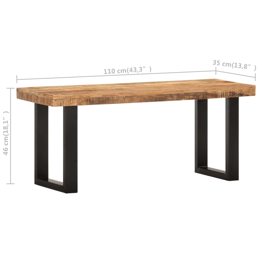 Sitzbank mit Naturkanten 110 cm Akazie Massivholz und Stahl