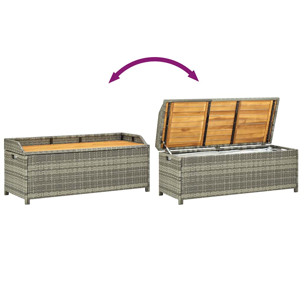 Bank mit Stauraum Schwarz 100x50x52 cm Poly Rattan Akazienholz