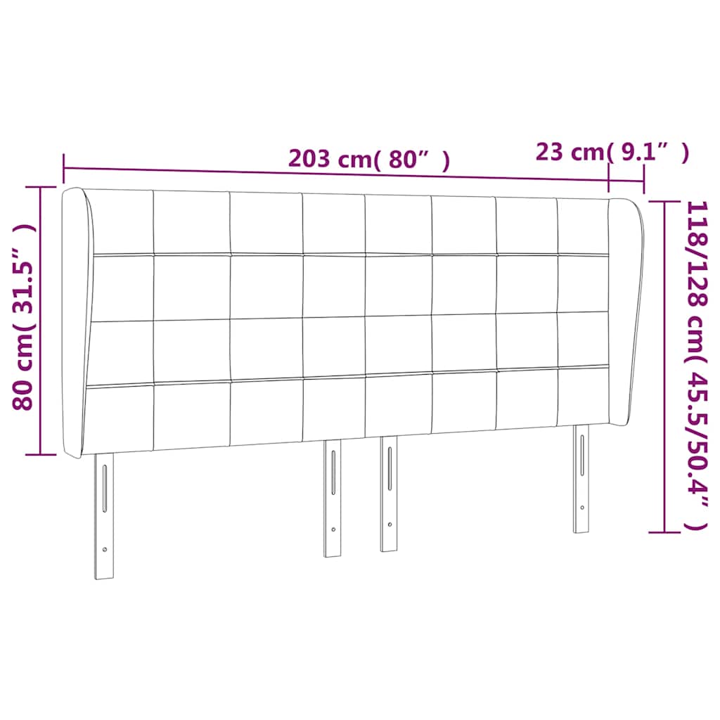 Kopfteil mit Ohren Dunkelblau 93x23x78/88 cm Samt