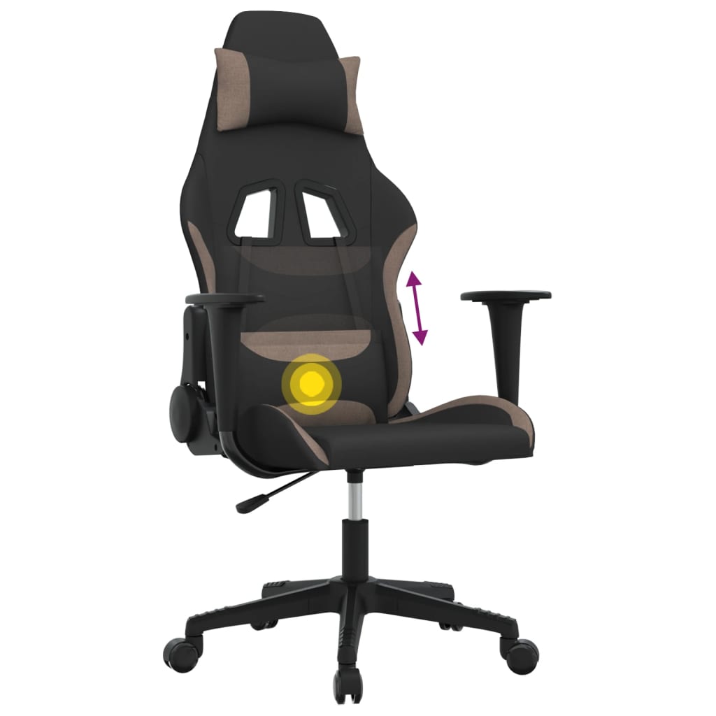Gaming-Stuhl mit Massagefunktion Schwarz und Creme Stoff
