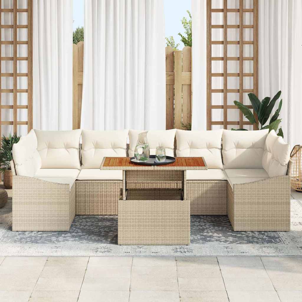 Garten Essgruppe mit Kissen 8 pcs Schwarz und Creme
