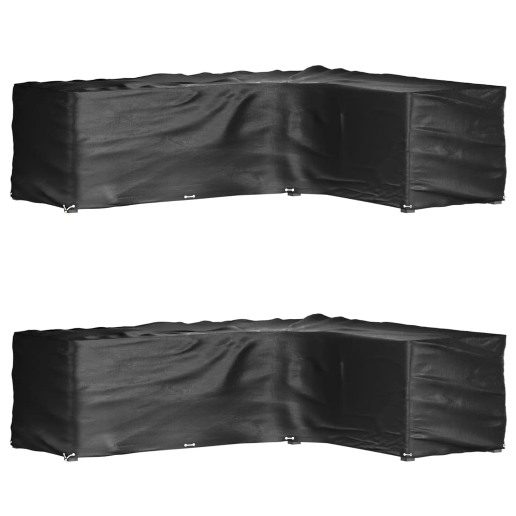 Gartenmöbel-Abdeckungen 2 Stk. L-Form 12 Ösen 250x250x90 cm