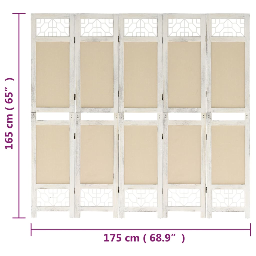 4-tlg. Raumteiler Creme 140x165 cm Stoff