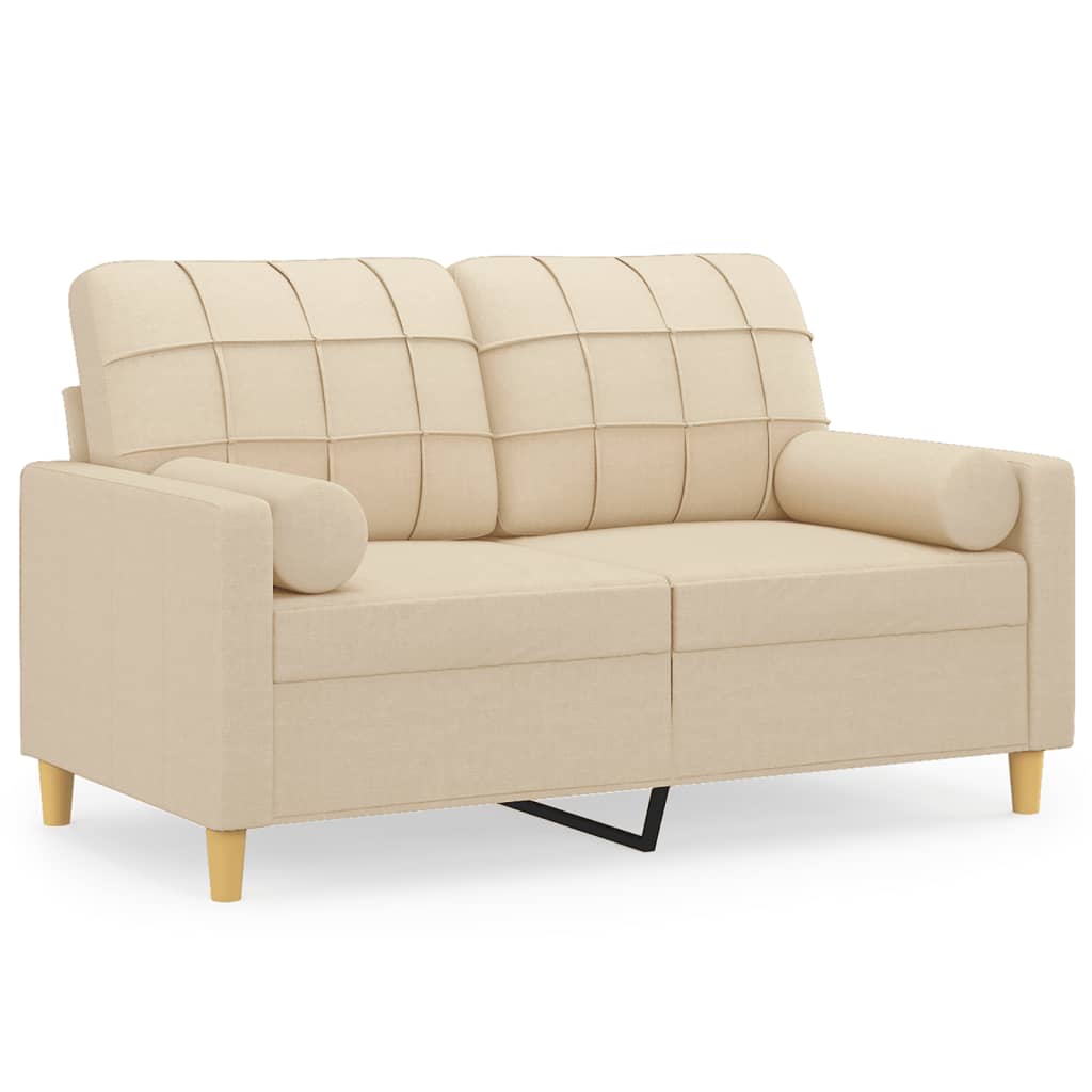 2-Sitzer-Sofa mit Zierkissen Braun 120 cm Stoff