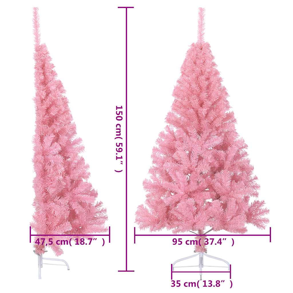 Künstlicher Halb-Weihnachtsbaum mit Ständer Grün 150 cm PVC