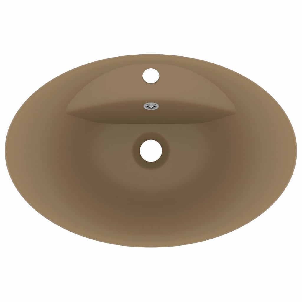 Luxus-Waschbecken Überlauf Oval Matt-Weiß 58,5x39 cm Keramik
