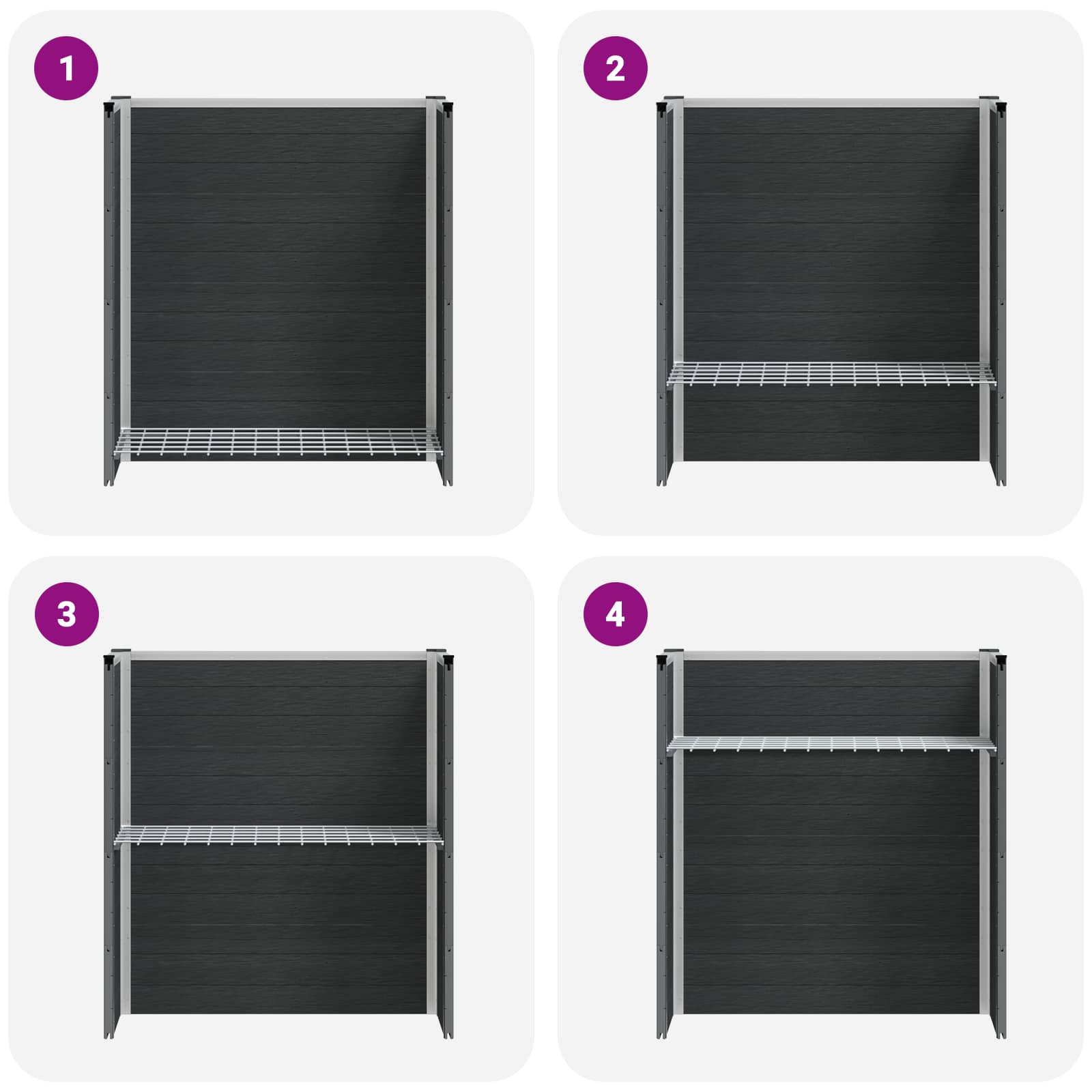 Hochbeet Grau 50 x 30 x 22 cm WPC und Aluminium