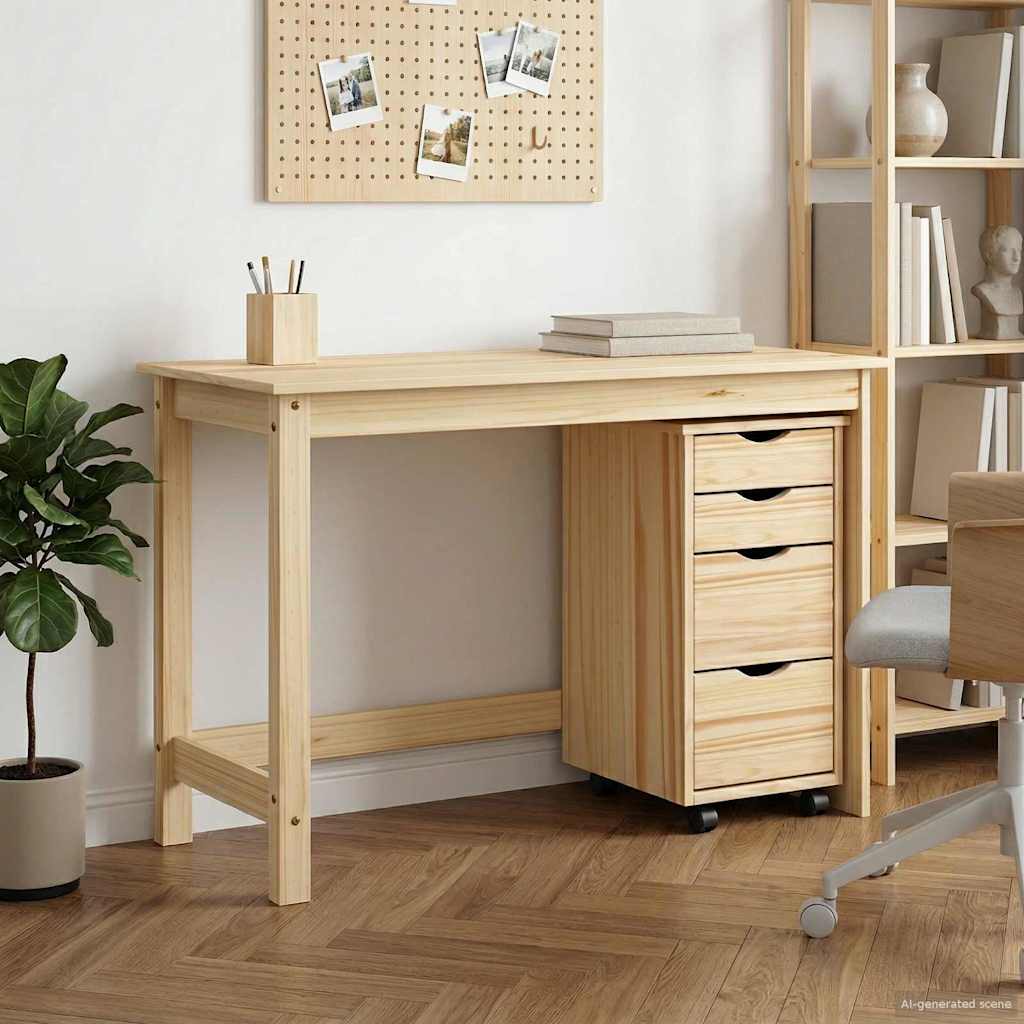 Desk und Rolling Cabinet Set MOSS 2 pcs Honigbraun