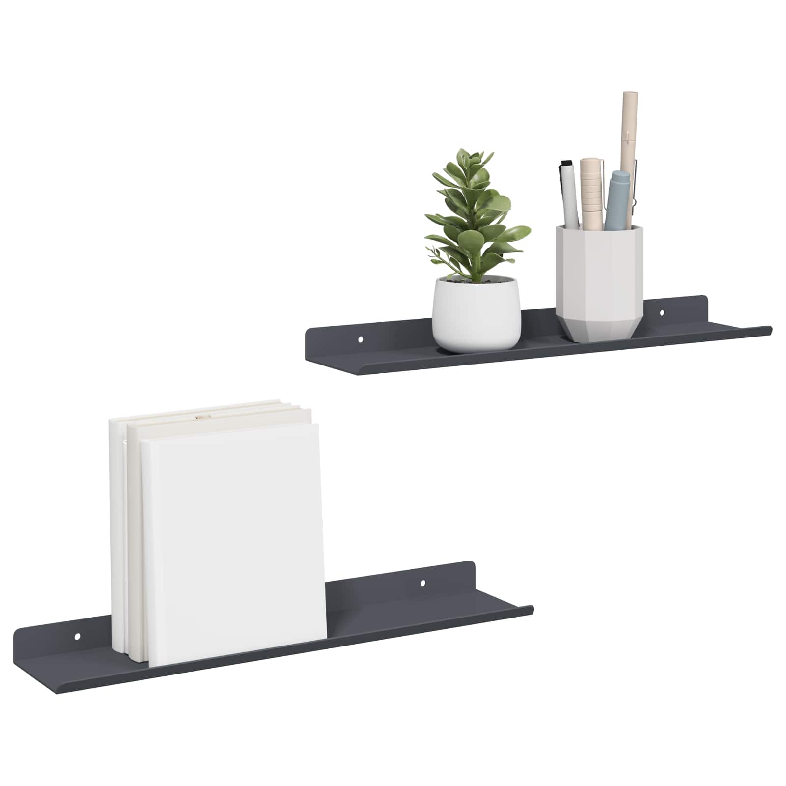 Schwebendes Regal 3 pcs Schwarz 40 x 9 x 2,5 cm Stahl