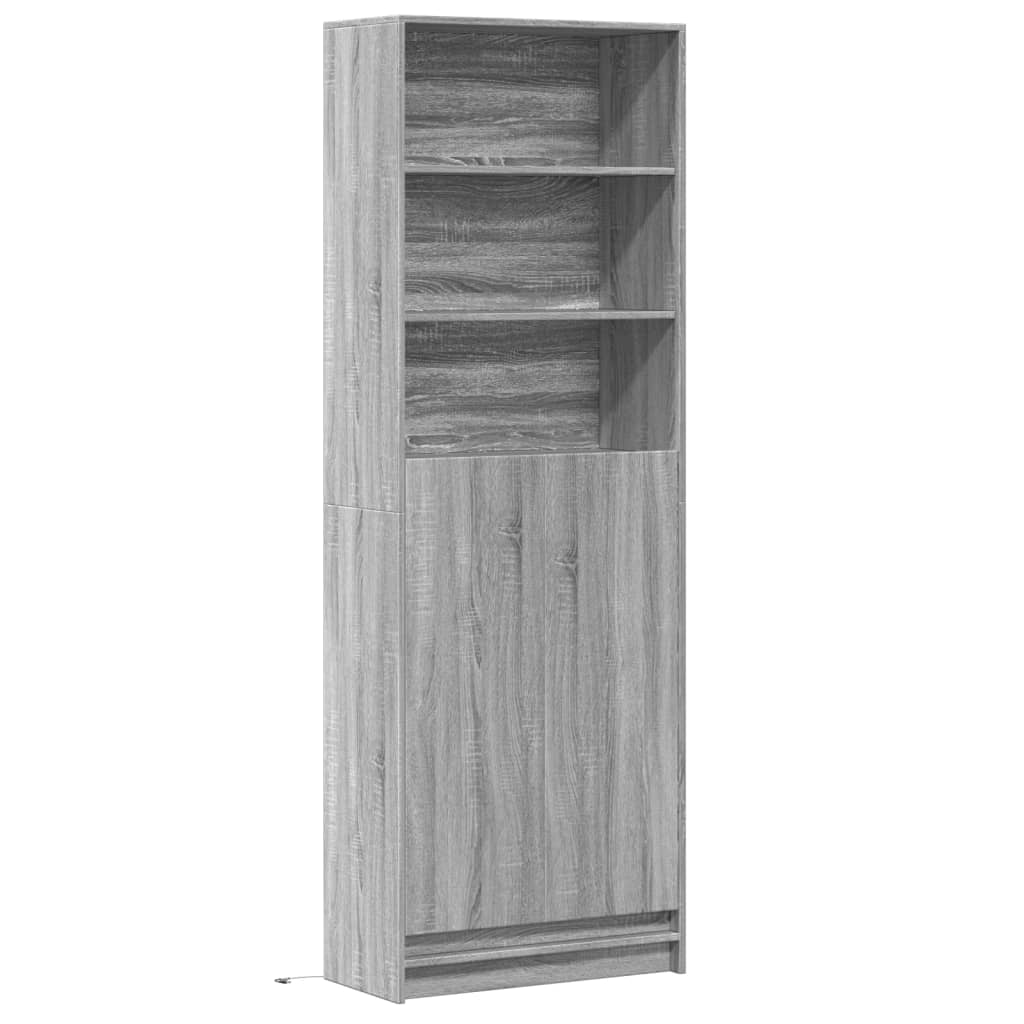 Highboard mit LED-Beleuchtung Weiß 69x32,5x200 cm Holzwerkstoff