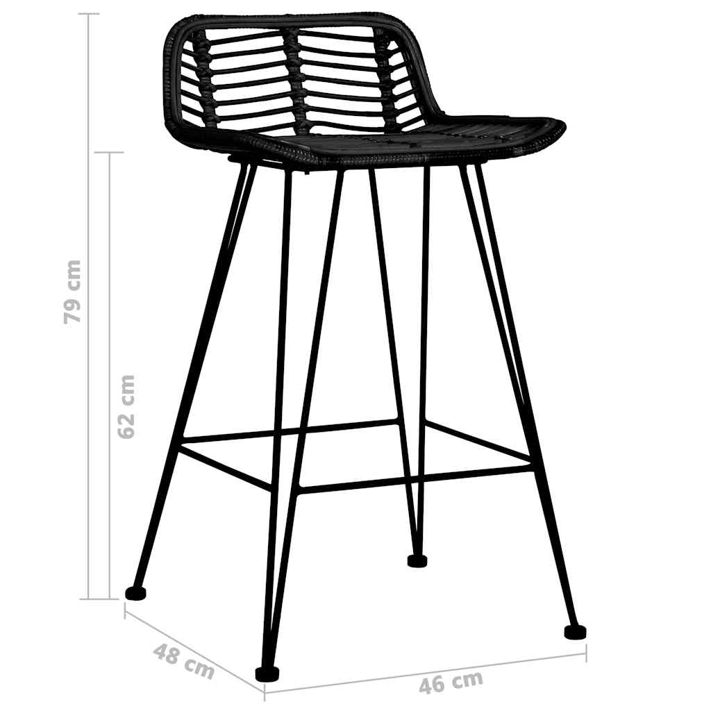 Barhocker 2 Stk. Rattan Natur