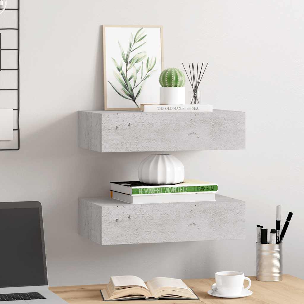 Wandregal mit Schublade Weiß 40x23,5x10 cm MDF