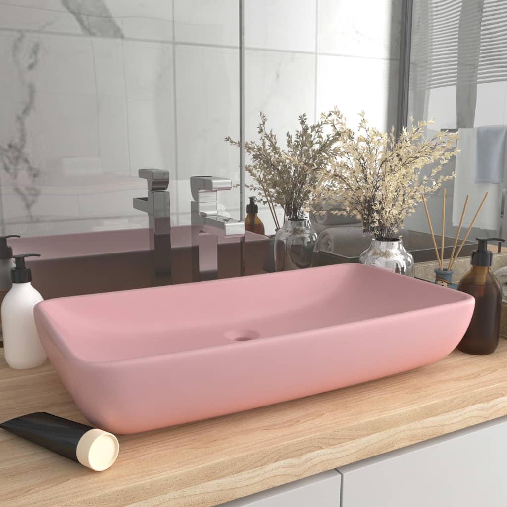 Luxus-Waschbecken Rechteckig Matt Weiß 71x38 cm Keramik