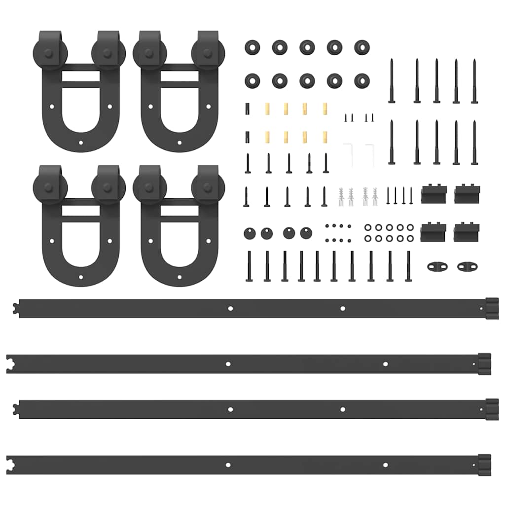 Schiebetürbeschlag-Set 183 cm Stahl Schwarz