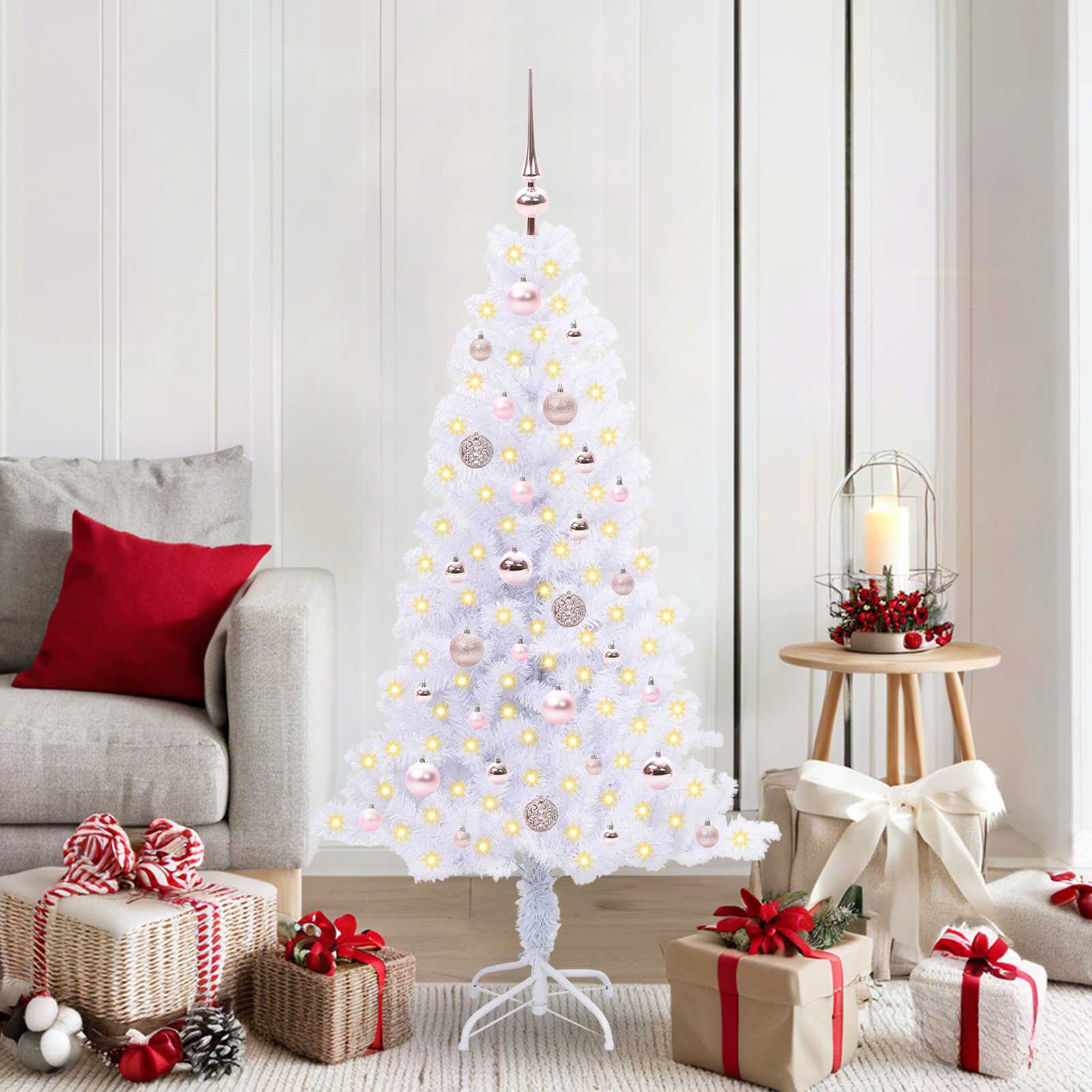 Künstlicher Weihnachtsbaum Weiß 120 cm PVC und Stahl