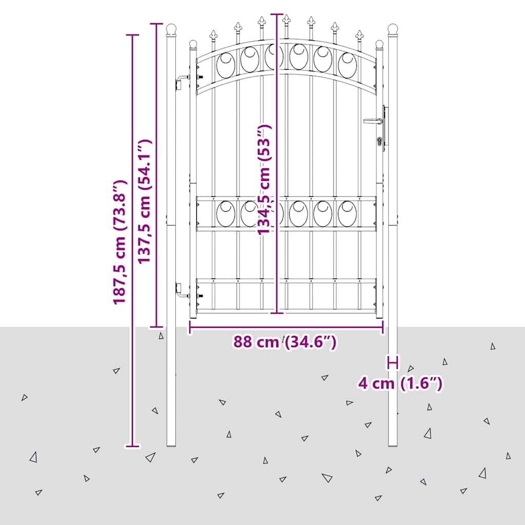 Zauntor EMMEN mit Spikes Stahl 103 x 97 cm Grün