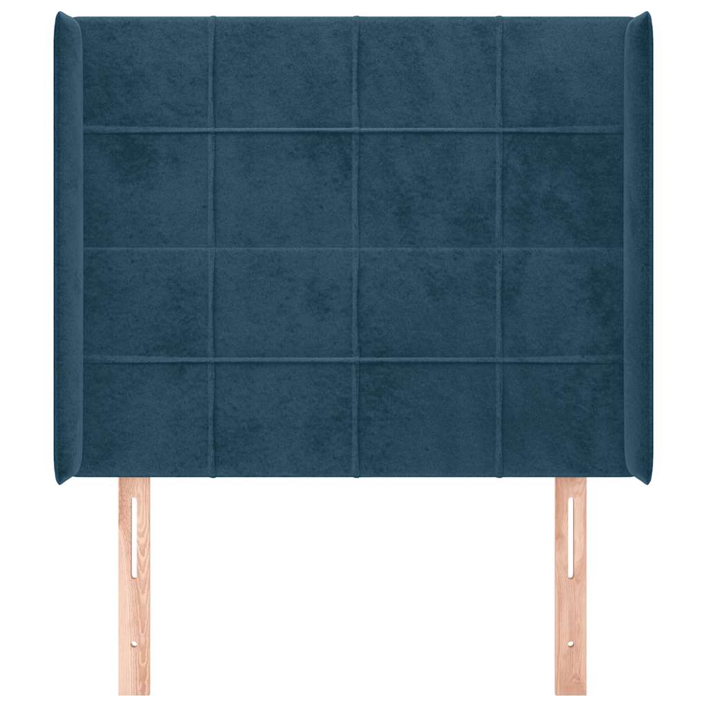 Kopfteil mit Ohren Dunkelblau 93x16x78/88 cm Samt