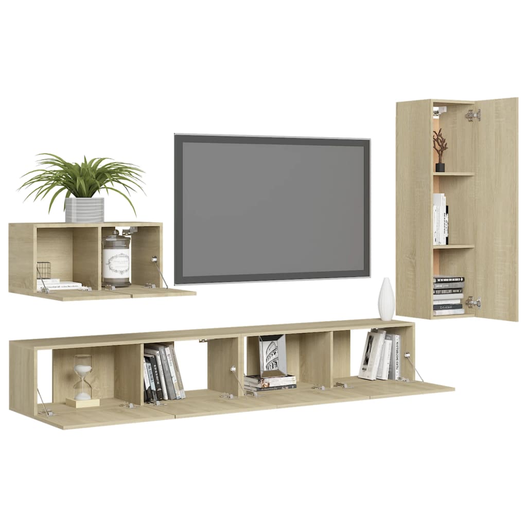 4-tlg. TV-Schrank-Set Weiß Holzwerkstoff