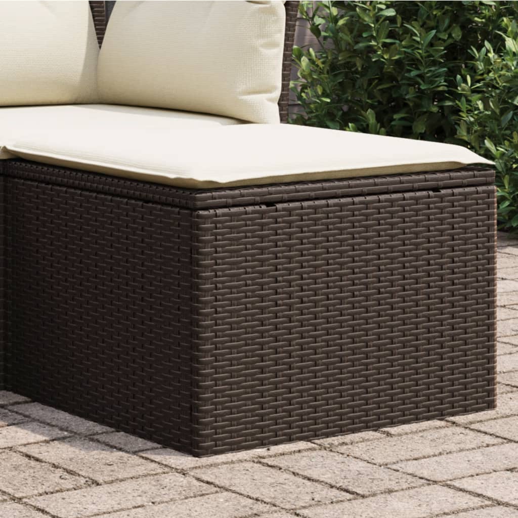 Gartenhocker mit Kissen Schwarz 55x55x37 cm Poly Rattan