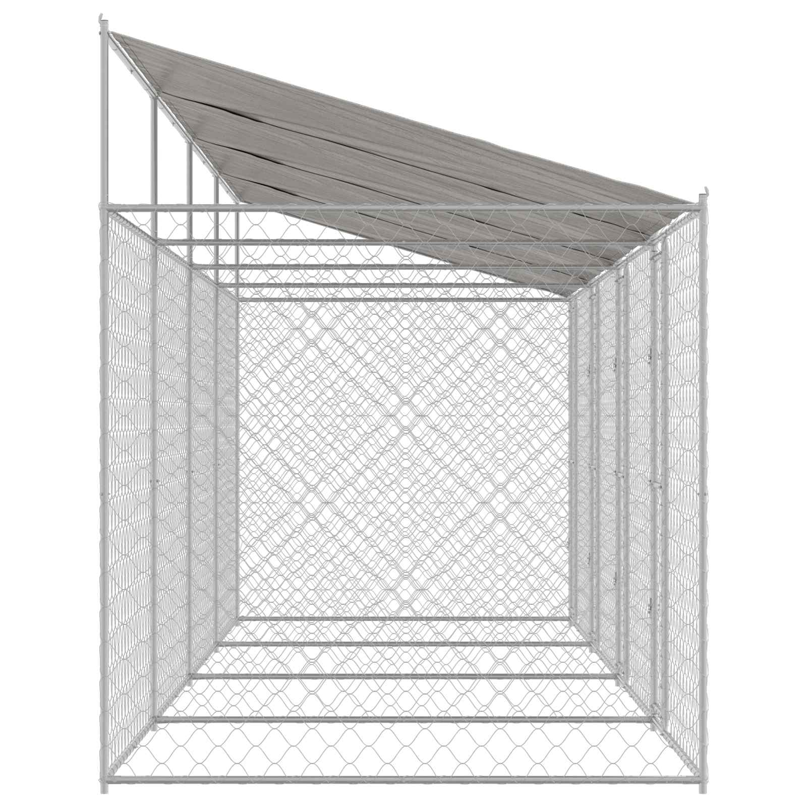 Hundezwinger mit Dach und Tür Grau 2x2x2 m Verzinkter Stahl