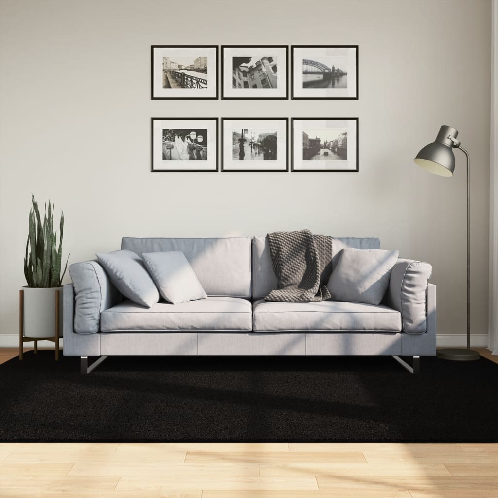 Teppich HUARTE Kurzflor Weich und Waschbar Anthrazit 60x110 cm