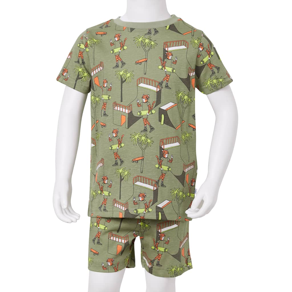Kinderpyjama mit Kurzen Ärmeln Hellkhaki 92
