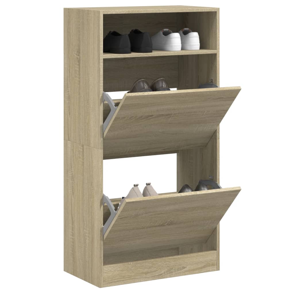 Schuhschrank mit 2 Klappen Weiß 80x34x116 cm