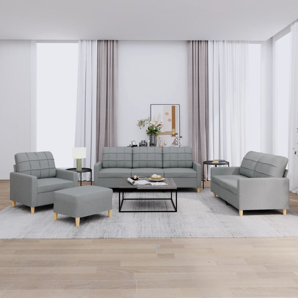 4-tlg. Sofagarnitur mit Kissen Braun Stoff