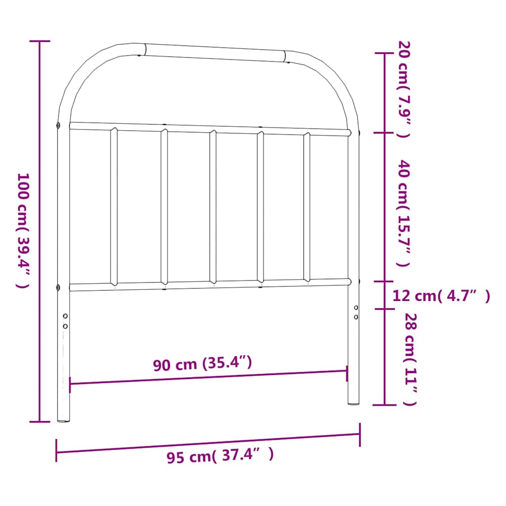 Ersatz-Kopfteil Metall Schwarz 75 cm