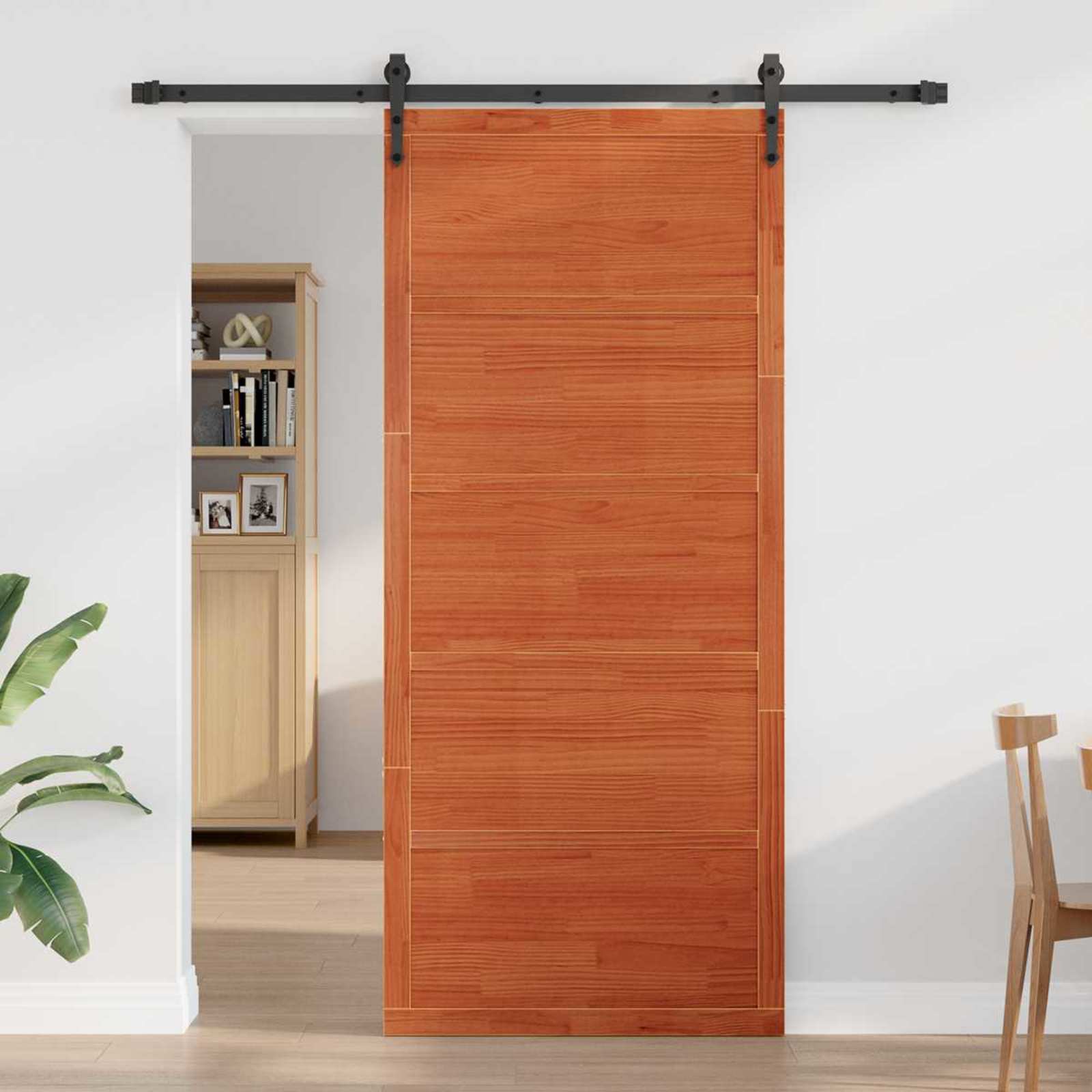 Scheunentür Natur 100 x 2,5 x 208 cm Massives Kiefernholz