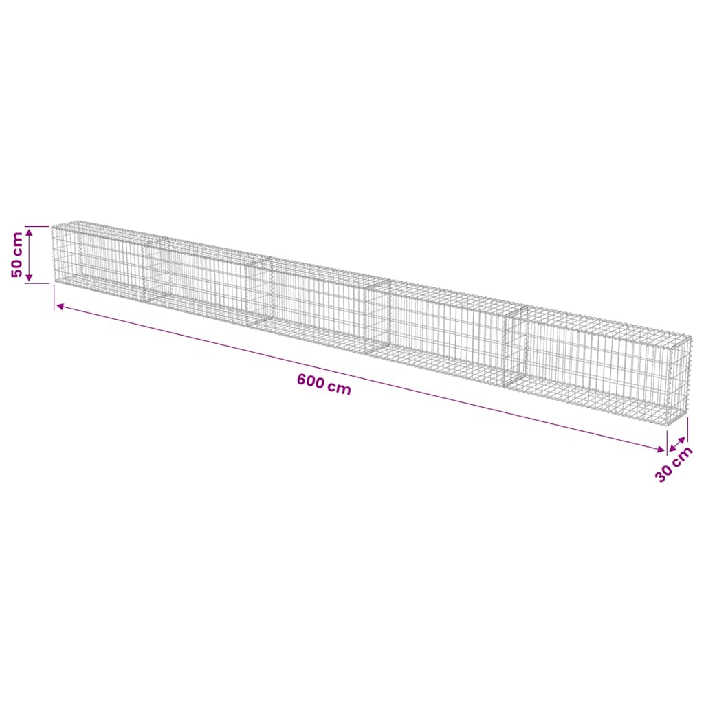 Gabionenwand mit Abdeckung Verzinkter Stahl 20×20×100 cm