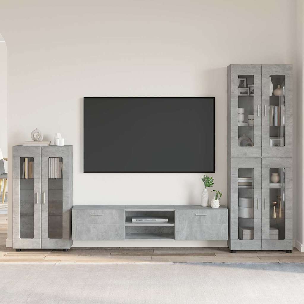 Highboard mit Regal FLORIN Weiß 60 x 35 x 182 cm Holzwerkstoff