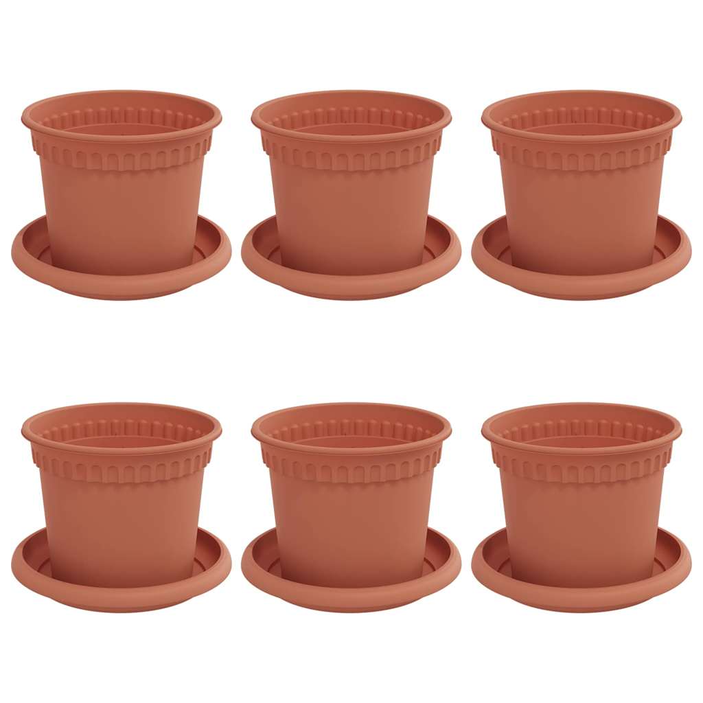 Blumentöpfe 6 pcs Ziegelrot Ø 12,5 x 10 cm Kunststoff