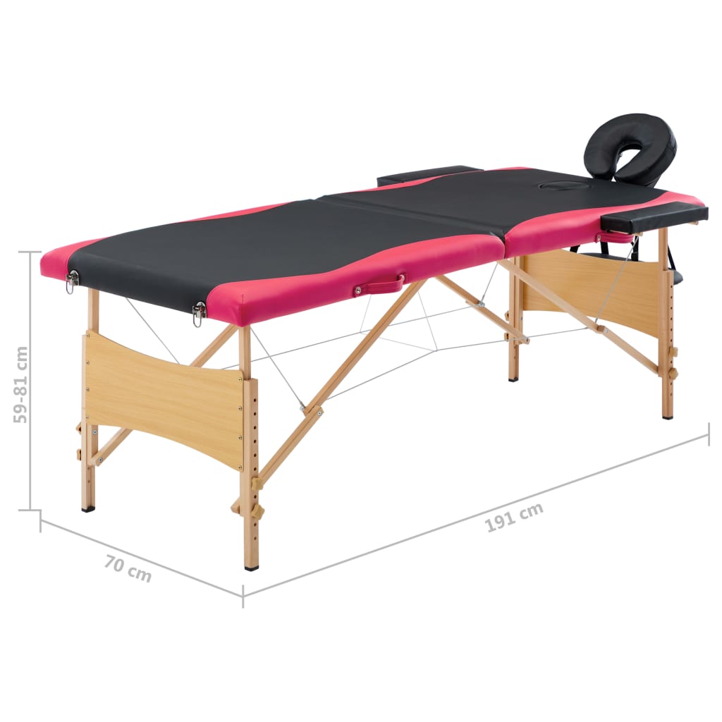 Massageliege Klappbar 2-Zonen mit Holzgestell Lila