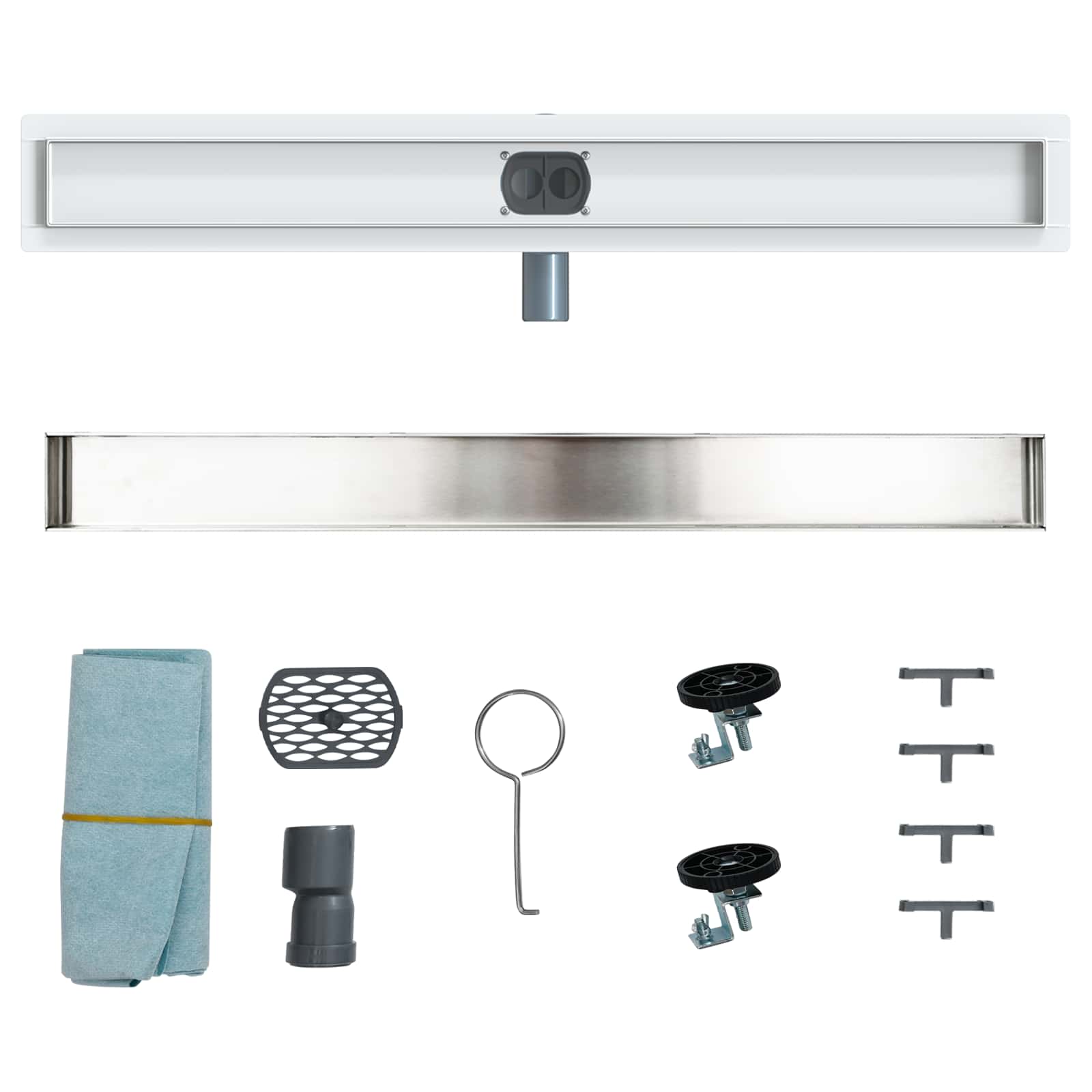 Duschablauf 2-in-1 mit 360° Siphon Silber 54 x 11 x 9,5 cm