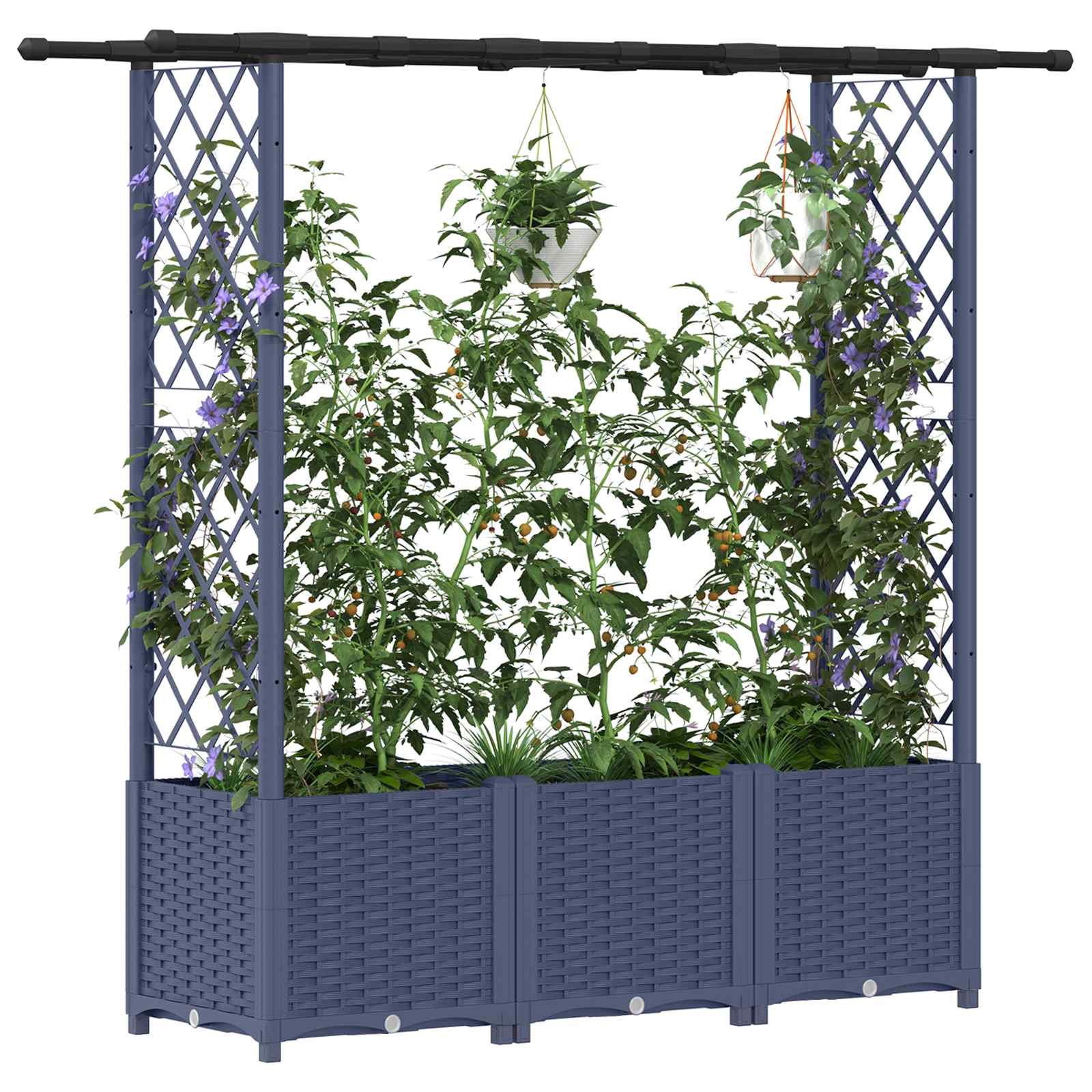 Hochbeet mit Rankgitter und Dach Braun 124 x 40 x 123 cm PP