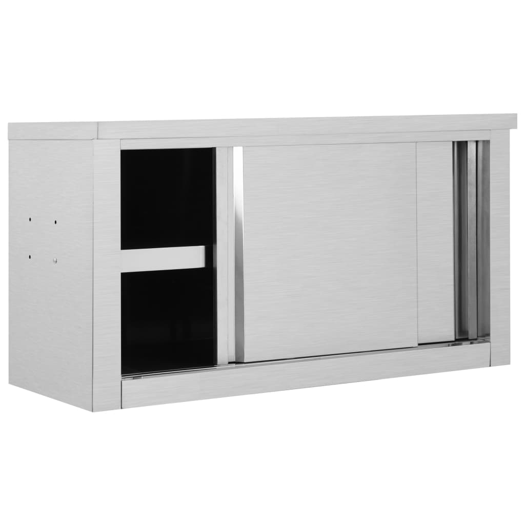 Wandhängeschrank mit Schiebetüren 150×40×50 cm Edelstahl