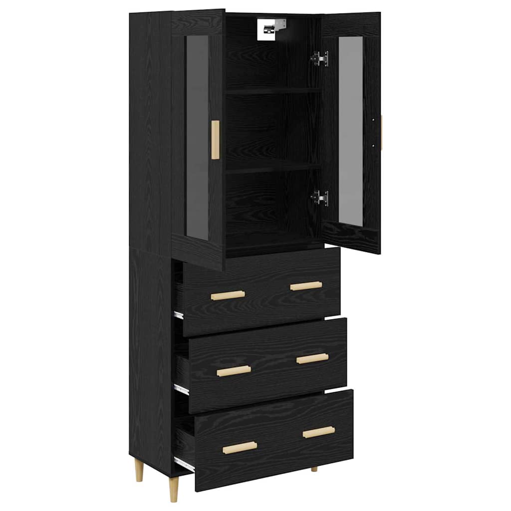 Highboard Altholz 69,5 x 34 x 180 cm Engineered Wood und Glas