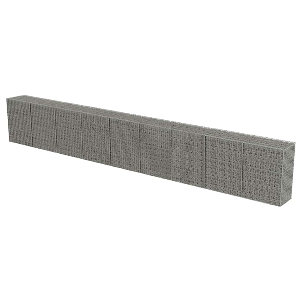 Gabionenwand mit Abdeckung Verzinkter Stahl 20×20×100 cm
