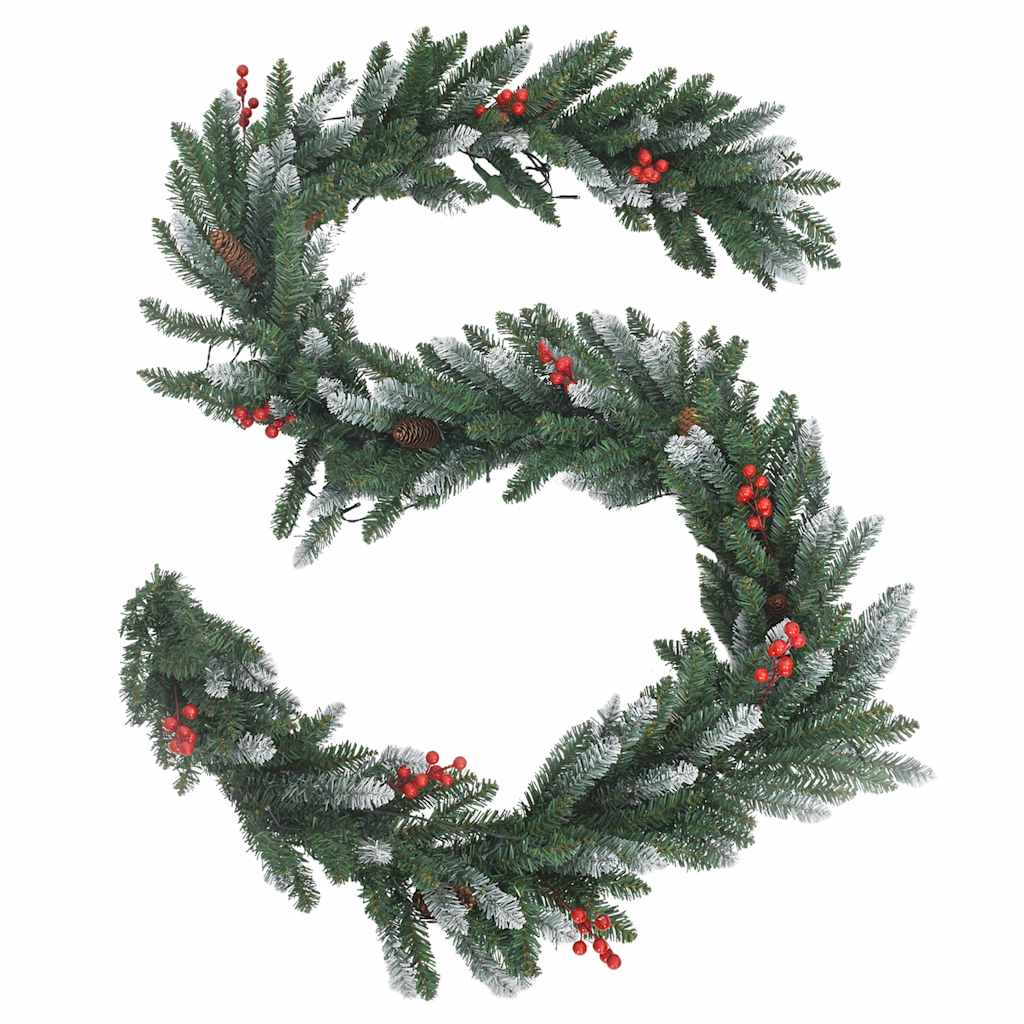 Künstliche Weihnachtsbäume 2 Stk. mit Kranz, Girlande und LEDs