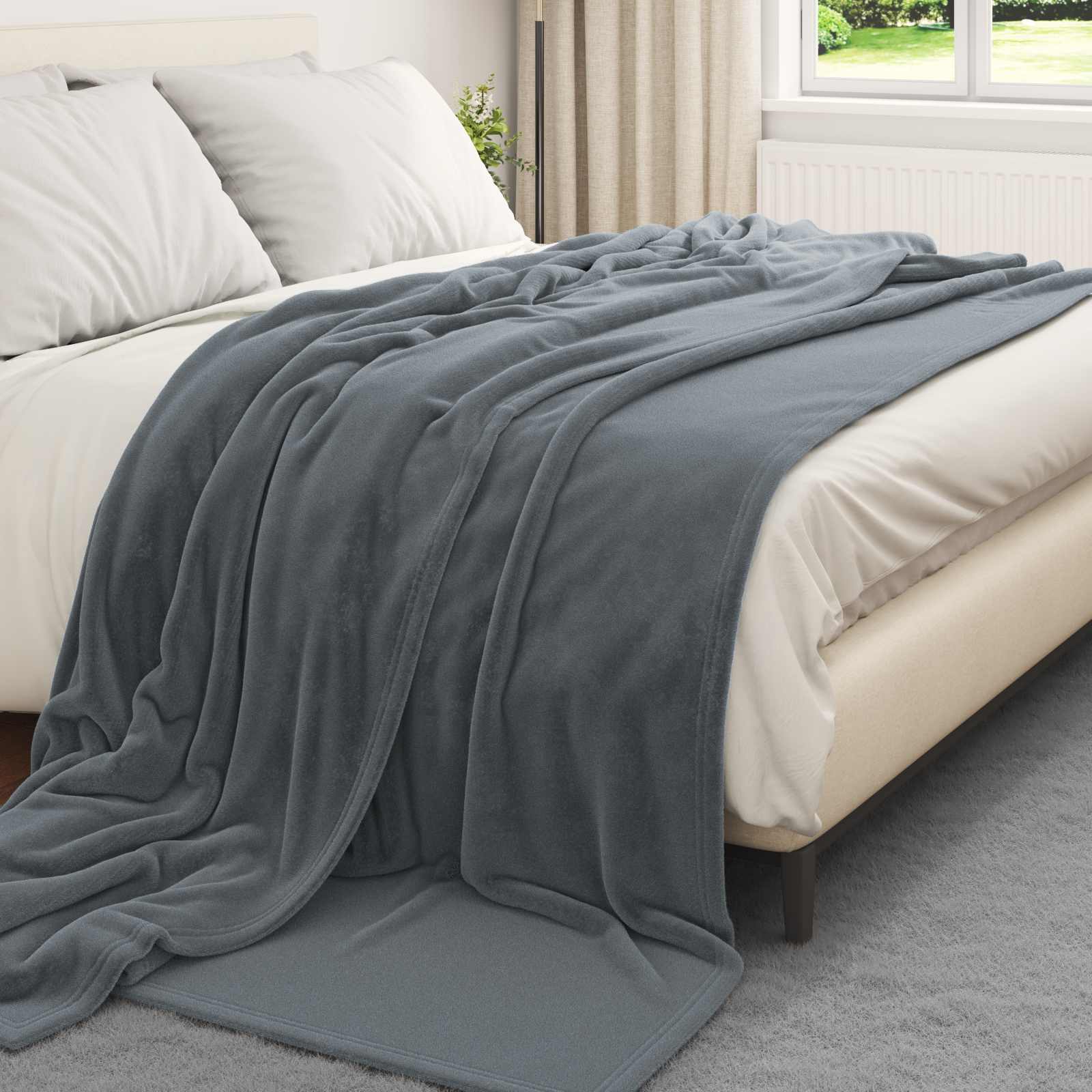Überwurfdecke Beige 130 x 150 cm Fleece