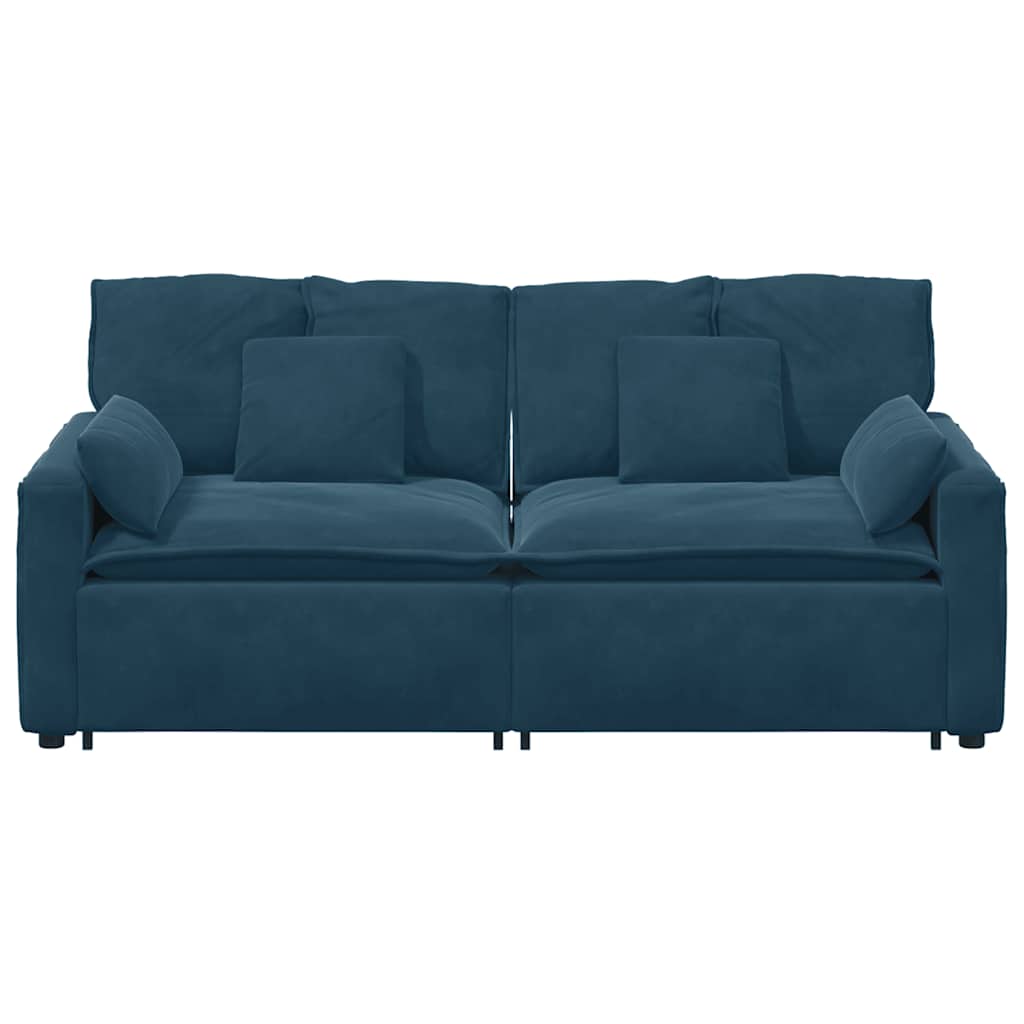 Modulares Sofa mit Kissen Blau