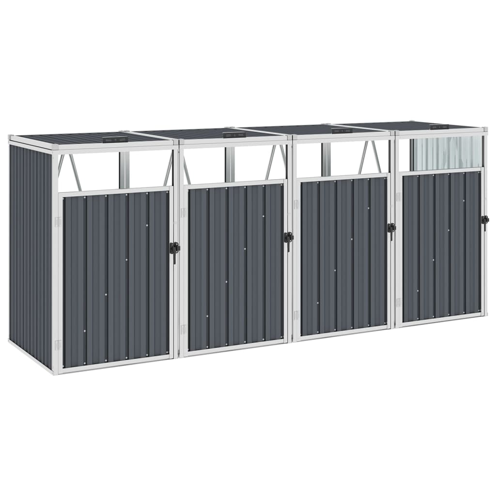 Mülltonnenbox für 3 Mülltonnen Grau 213×81×121 cm Stahl