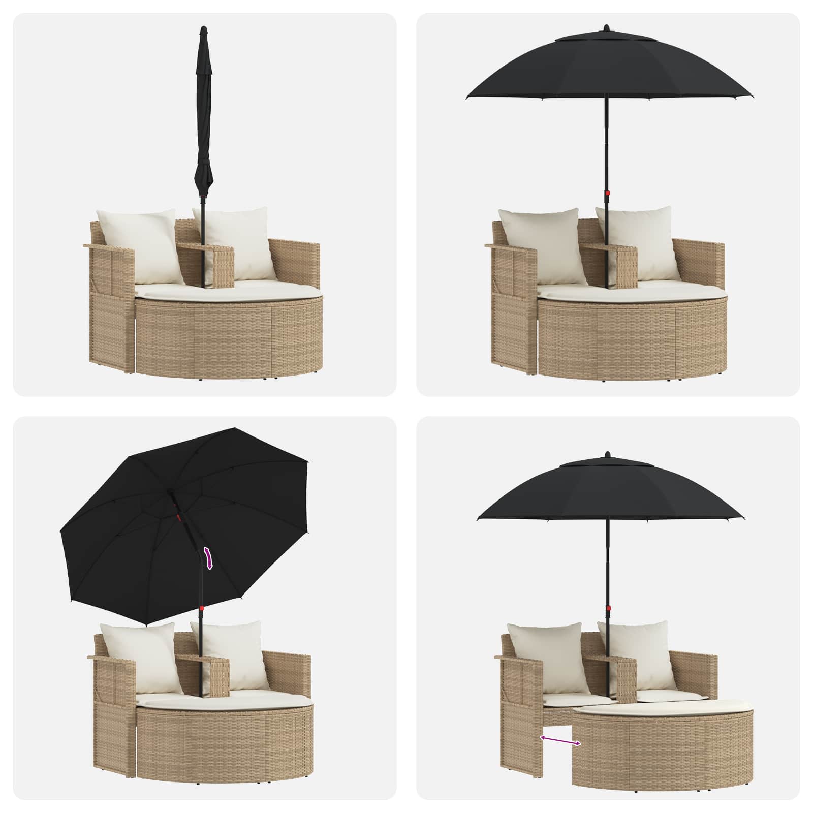 Garten-Sofa mit Kissen 8 pcs Beige und Hellgrau Poly-Rattan